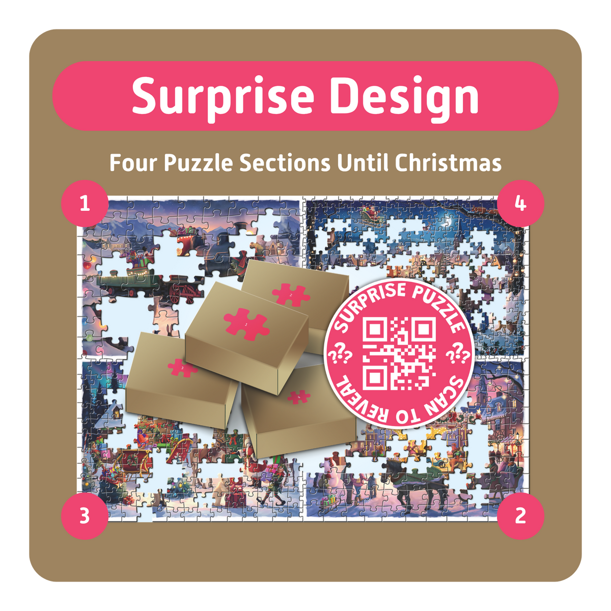 TEAMPUZZLE CHRISTMAS TIME: Christmas Wonderland – 600-Piece Jigsaw Puzzle Advent Calendar – Ages 12+