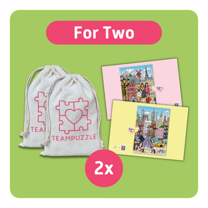 TEAMPUZZLE FOR TWO: Paris x New York – 1,000-Piece Couple's Jigsaw Puzzle – Includes Scan & Explore – Ages 12+