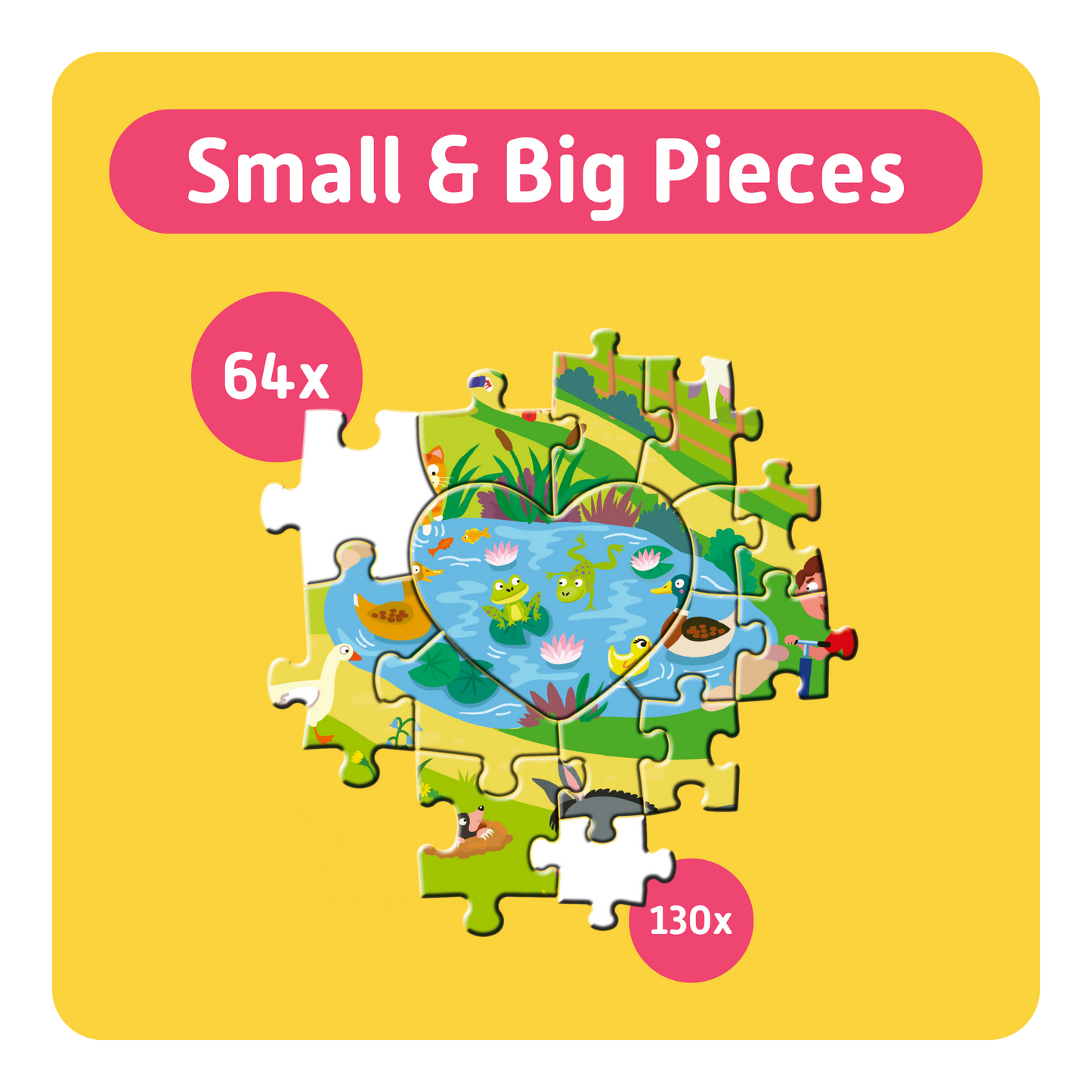 TEAMPUZZLE FOR FAMILIES: On the Farm – 194-Piece Child & Adult Jigsaw Puzzle – Large & Small Puzzle Pieces – Ages 4+