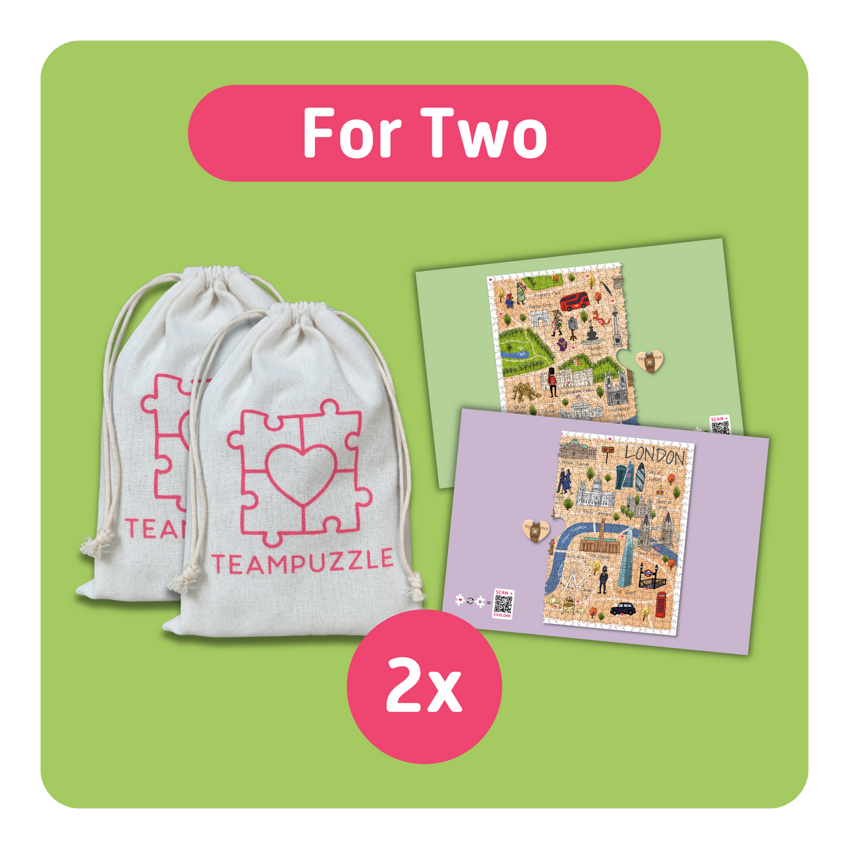 TEAMPUZZLE FOR TWO: London – 1,000-Piece Couple's Jigsaw Puzzle – Includes Scan & Explore – Ages 12+