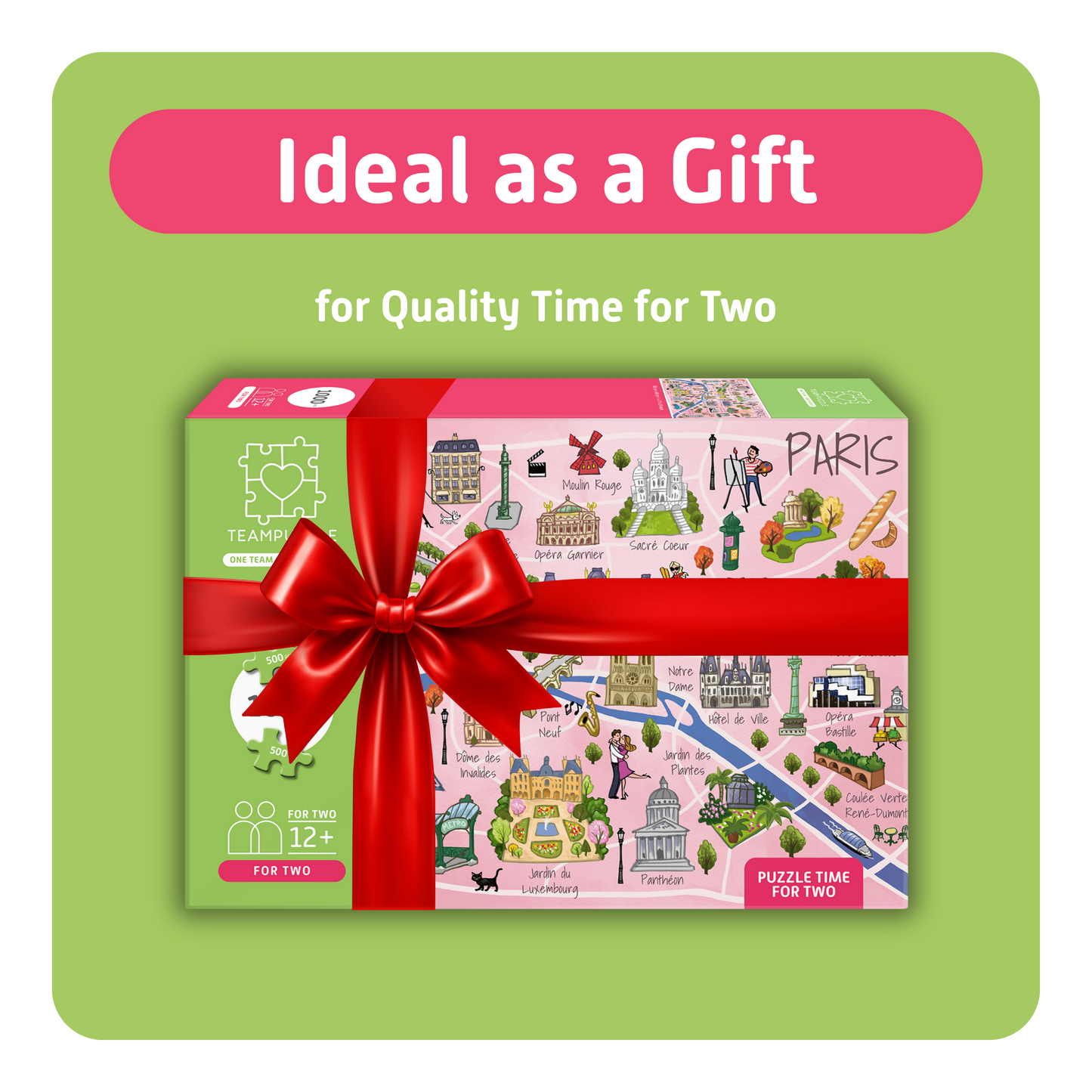 TEAMPUZZLE FOR TWO: Paris – 1,000-Piece Couple's Jigsaw Puzzle – Includes Scan & Explore – Ages 12+