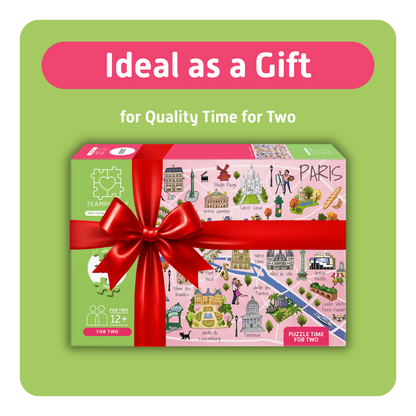 TEAMPUZZLE FOR TWO: Paris – 1,000-Piece Couple's Jigsaw Puzzle – Includes Scan & Explore – Ages 12+