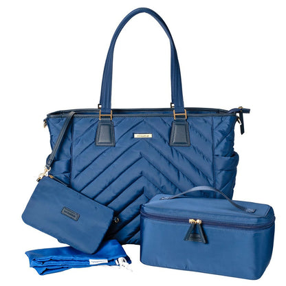 MinkeeBlue Puffer Ella Tote with Lunch & Shoe Bag
