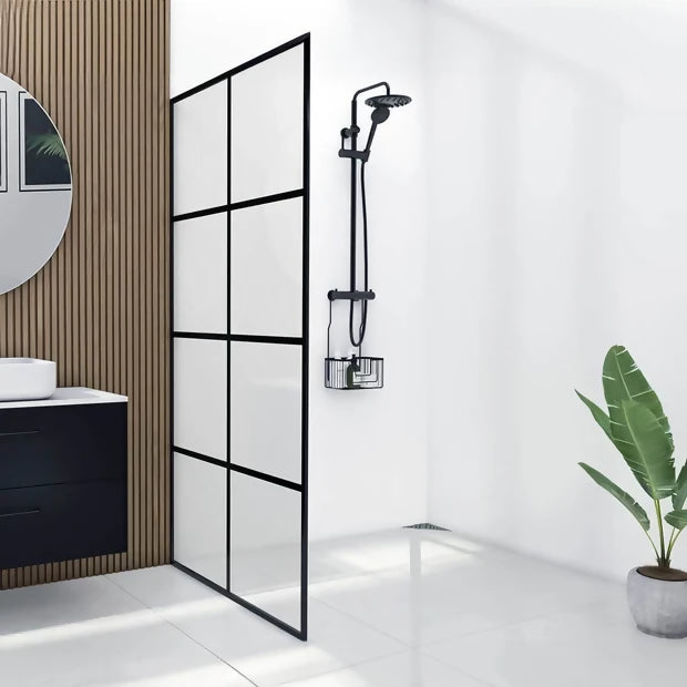 Dreamwerks 40 in. W X 79 in. H Shower Screen in Black with Clear Glass