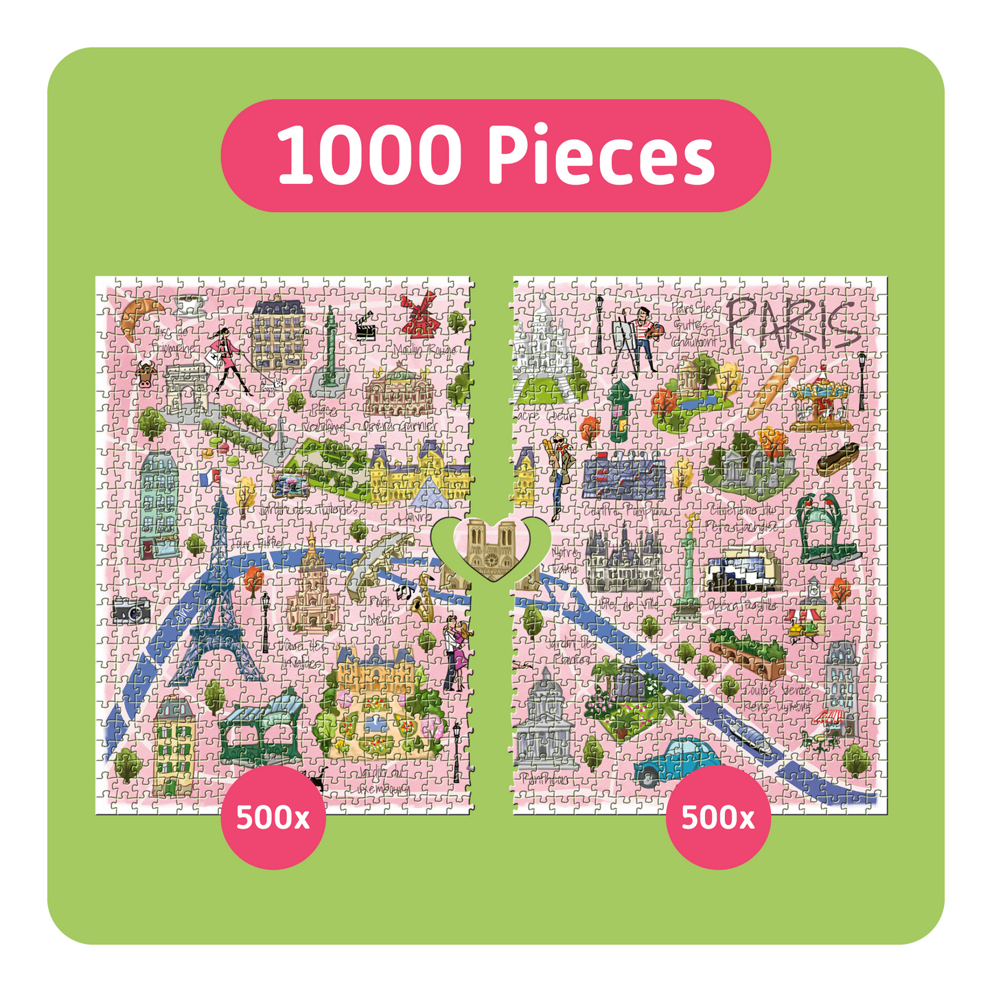 TEAMPUZZLE FOR TWO: Paris – 1,000-Piece Couple's Jigsaw Puzzle – Includes Scan & Explore – Ages 12+