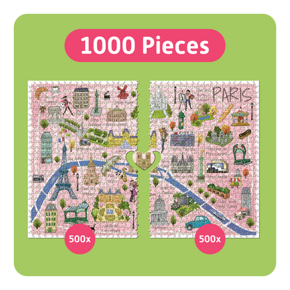 TEAMPUZZLE FOR TWO: Paris – 1,000-Piece Couple's Jigsaw Puzzle – Includes Scan & Explore – Ages 12+