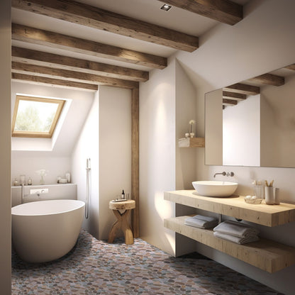 Olive Sliced Pebble Mosaic Wall & Floor Tile
