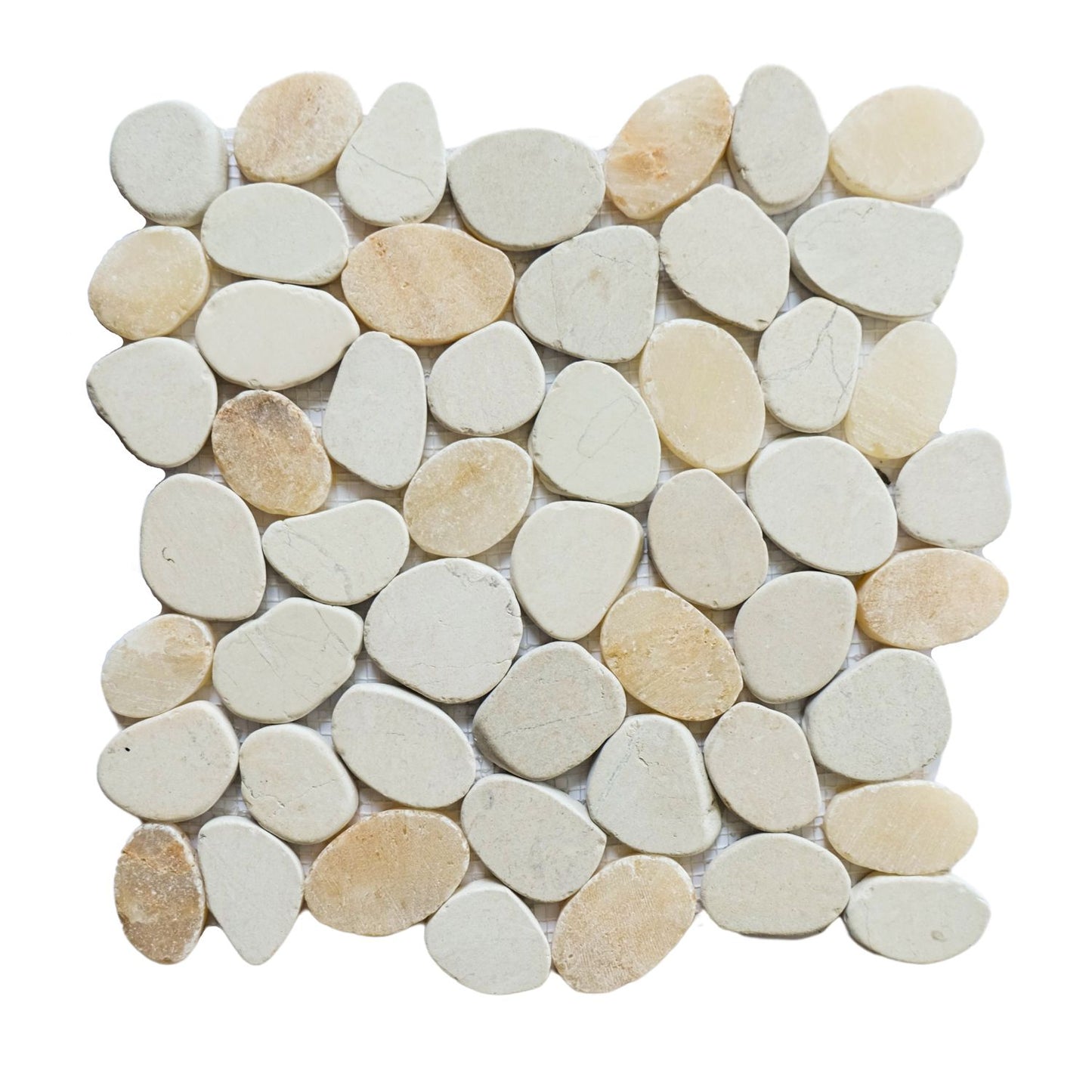 Oyster Sliced Pebble Mosaic Wall & Floor Tile
