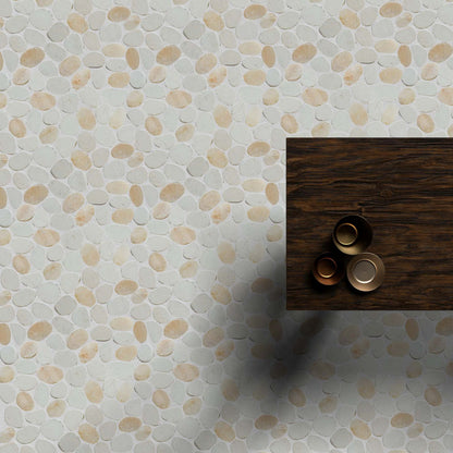 Oyster Sliced Pebble Mosaic Wall & Floor Tile