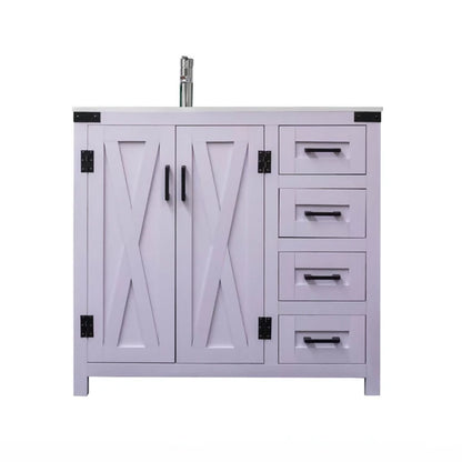 Salerno 36" W x 21.5" D x 33.5" H White Lilac Vanity with Cultured Marble Vanity Top and Mirror