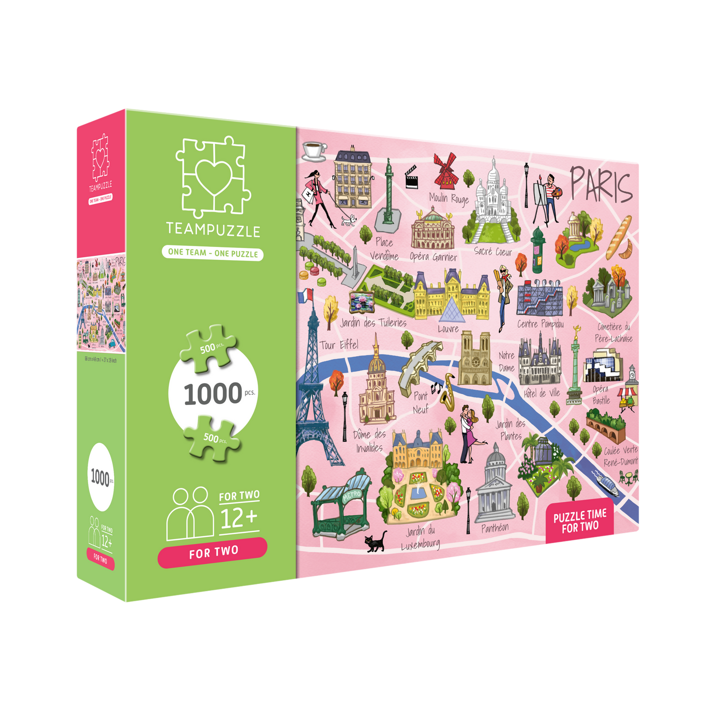 TEAMPUZZLE FOR TWO: Paris – 1,000-Piece Couple's Jigsaw Puzzle – Includes Scan & Explore – Ages 12+