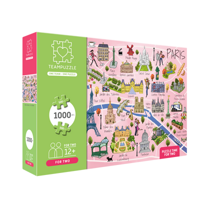 TEAMPUZZLE FOR TWO: Paris – 1,000-Piece Couple's Jigsaw Puzzle – Includes Scan & Explore – Ages 12+