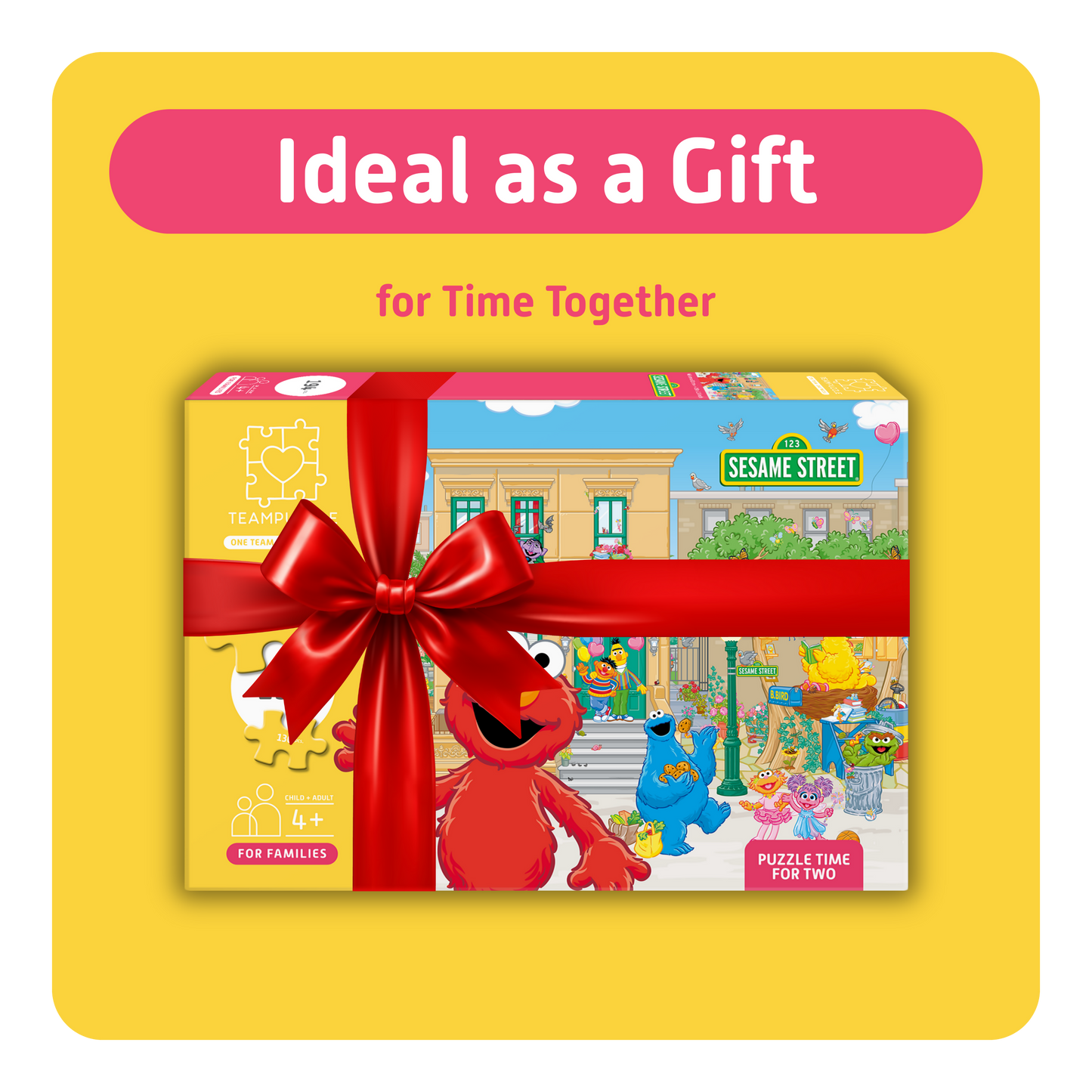 TEAMPUZZLE FOR FAMILIES: Sesame Street – 194-Piece Child & Adult Jigsaw Puzzle – Large & Small Puzzle Pieces – Ages 4+