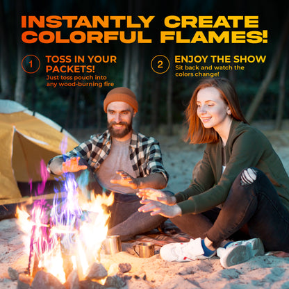 Fire Color Changing Packets Fire Pit (50 Pack) - Perfect For Any Campfire, Bonfire, Fire Pits & Outdoor Fireplaces