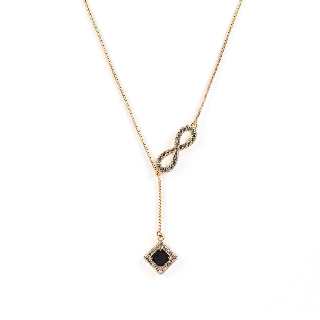 Infinity Necklace - 18K Yellow gold plated with white CZ