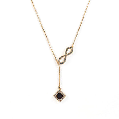 Infinity Necklace - 18K Yellow gold plated with white CZ