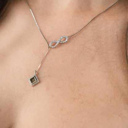 Infinity Necklace - Sterling Silver with white CZ