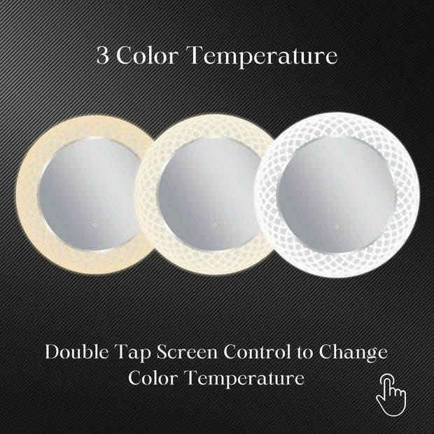 Liza Round LED Lighted Mirror with Dimmer & Defogger - Available in 2 Sizes