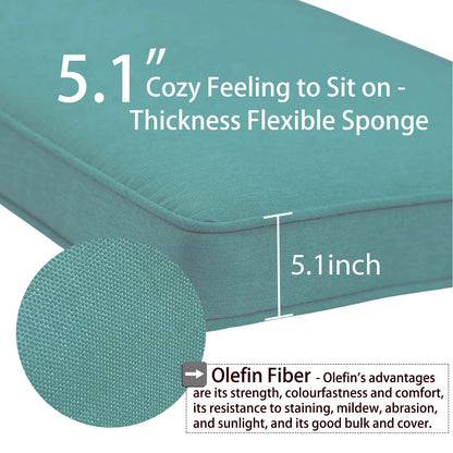 Patio Deep Chair Cushion - Set of 2 - Total 6 pieces (Blue)