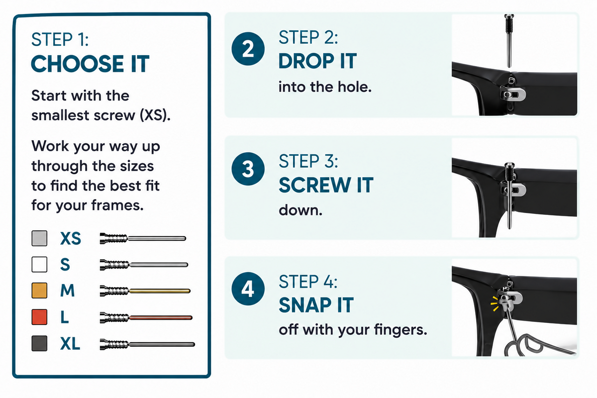 Snapitscrew Eyeglass Repair Kits & Attachable Case Pouch Bundle