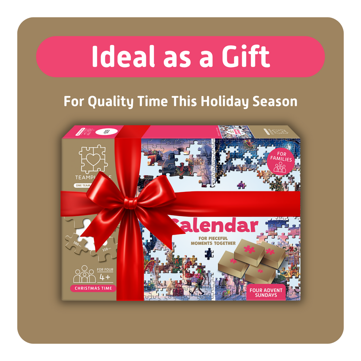 TEAMPUZZLE CHRISTMAS TIME: Christmas Wonderland – 600-Piece Jigsaw Puzzle Advent Calendar – Ages 12+