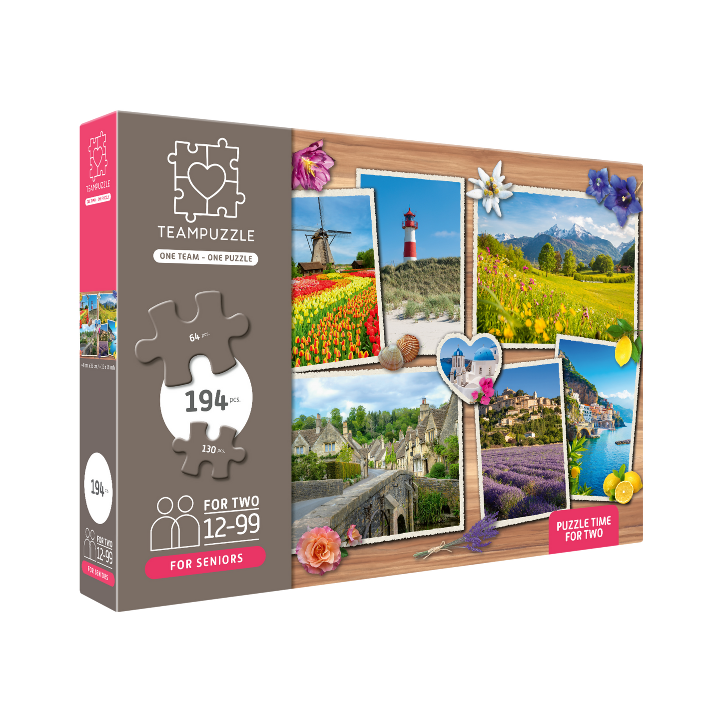 TEAMPUZZLE FOR SENIORS: Dream Destinations – 194-Piece Senior Jigsaw Puzzle – Large & Small Puzzle Pieces – Ages 12–99