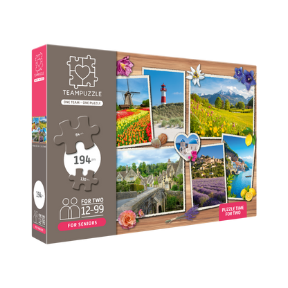 TEAMPUZZLE FOR SENIORS: Dream Destinations – 194-Piece Senior Jigsaw Puzzle – Large & Small Puzzle Pieces – Ages 12–99