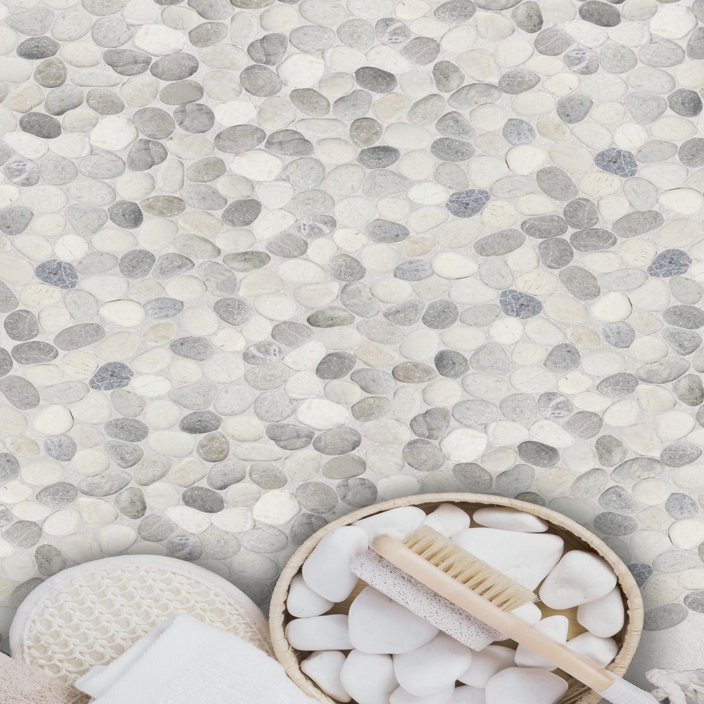 Misty Pebble Natural Stone Mosaic Wall & Floor Tile