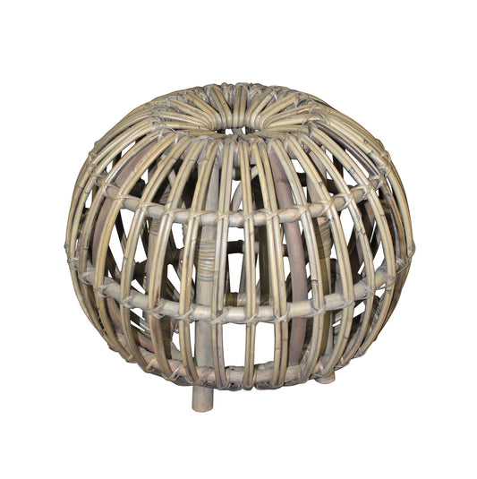 Key Island Rattan Ottoman, gray 19.5"D