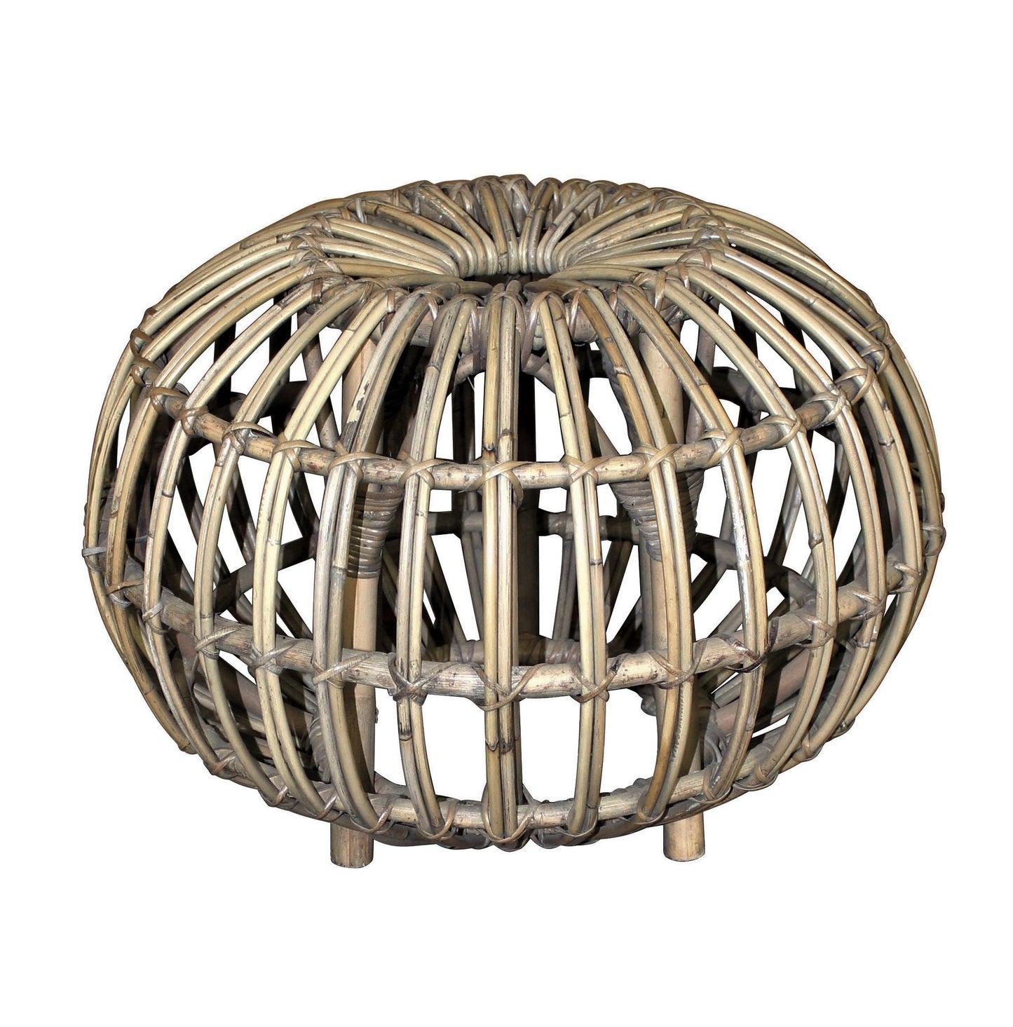 Key Island Rattan Ottoman, gray 24"D