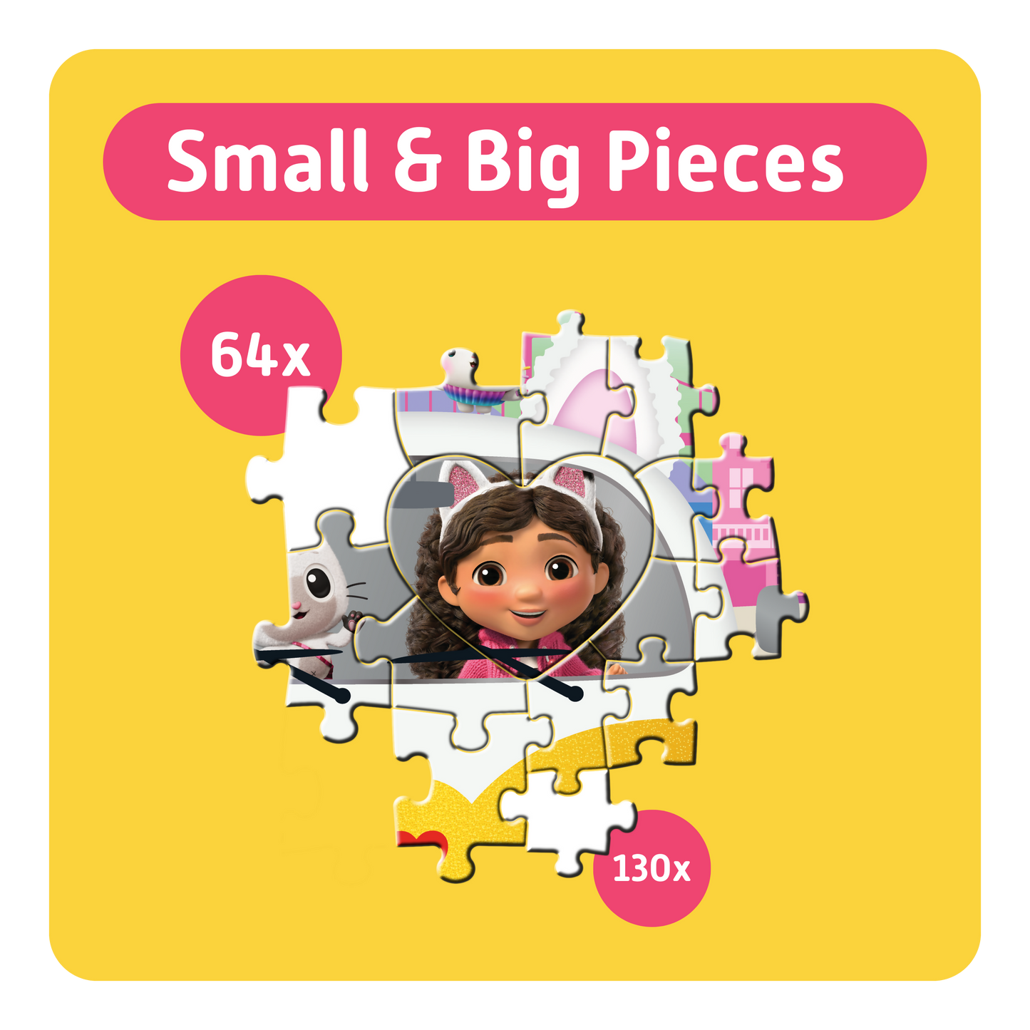 TEAMPUZZLE FOR FAMILIES: Gabby's Dollhouse – 194-Piece Child & Adult Jigsaw Puzzle – Large & Small Puzzle Pieces – Ages 4+