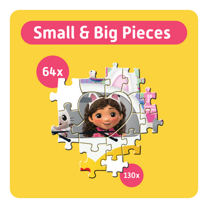 TEAMPUZZLE FOR FAMILIES: Gabby's Dollhouse – 194-Piece Child & Adult Jigsaw Puzzle – Large & Small Puzzle Pieces – Ages 4+