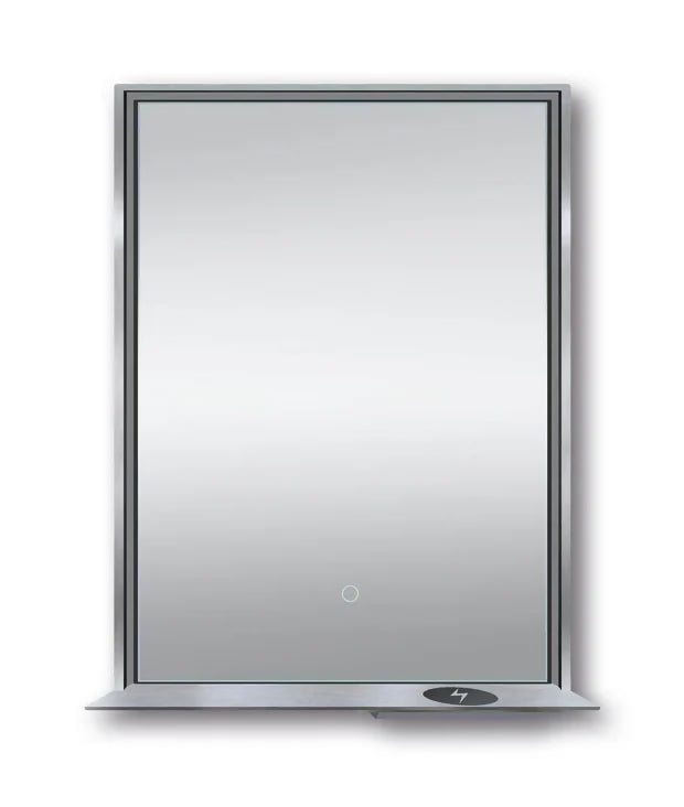 The Allegra 24" W x 32" H Framed LED Mirror with Bluetooth Speaker and Wireless Cell Phone Charger; Available in 3 colors