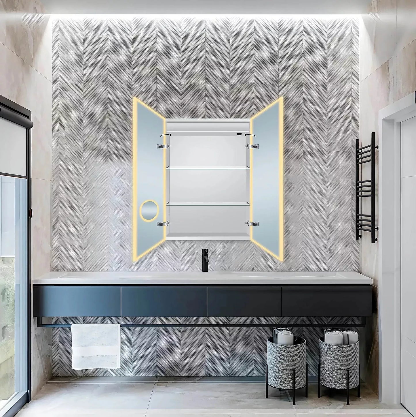 Dhalia LED Bathroom Medicine Cabinet with Defogger and Internal 3X Makeup Mirror - Available in 6 Sizes
