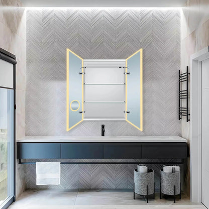 Dhalia LED Bathroom Medicine Cabinet with Defogger and Internal 3X Makeup Mirror - Available in 6 Sizes