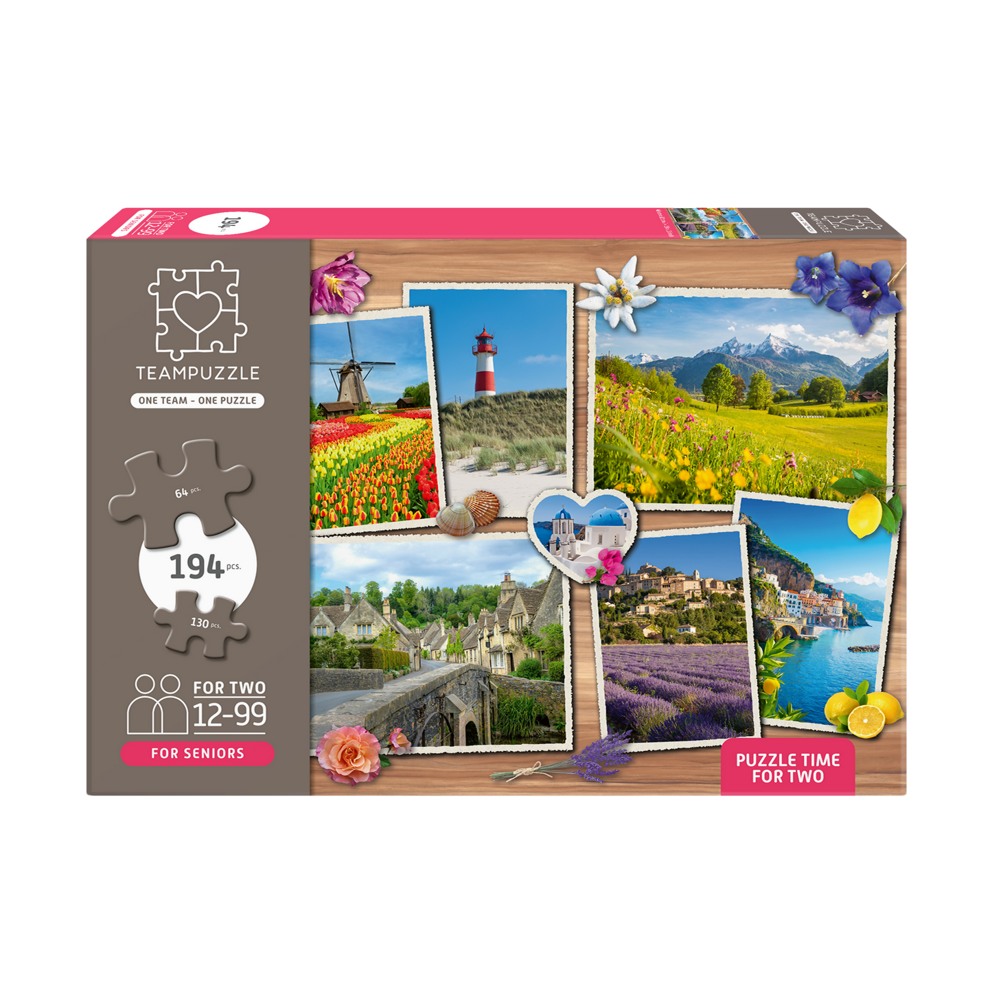 TEAMPUZZLE FOR SENIORS: Dream Destinations – 194-Piece Senior Jigsaw Puzzle – Large & Small Puzzle Pieces – Ages 12–99