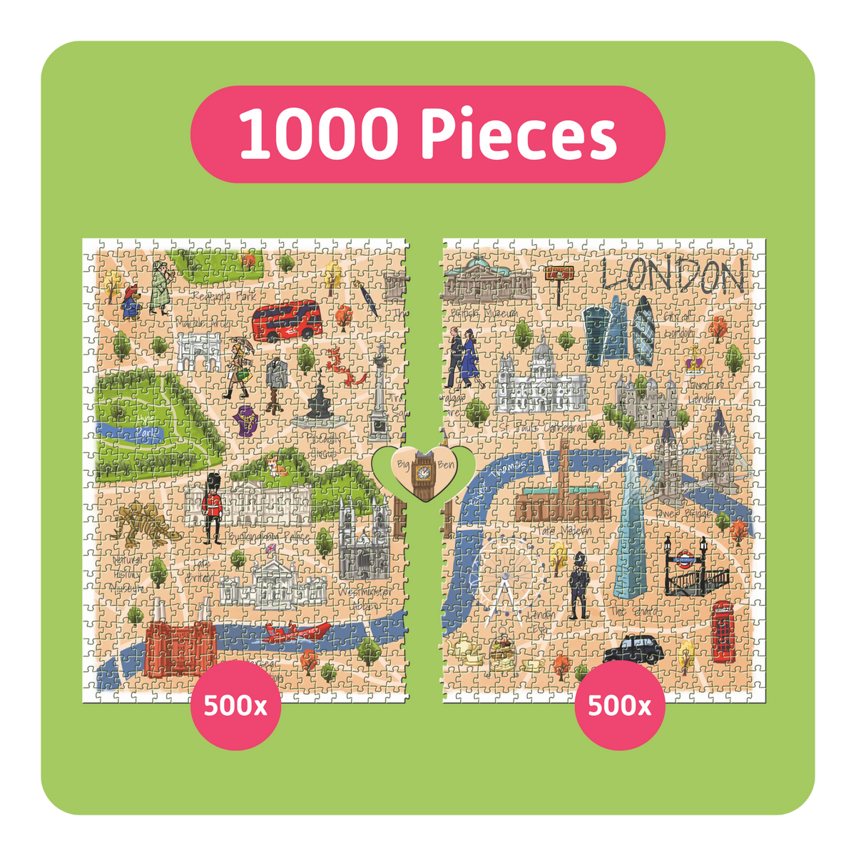 TEAMPUZZLE FOR TWO: London – 1,000-Piece Couple's Jigsaw Puzzle – Includes Scan & Explore – Ages 12+
