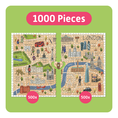 TEAMPUZZLE FOR TWO: London – 1,000-Piece Couple's Jigsaw Puzzle – Includes Scan & Explore – Ages 12+