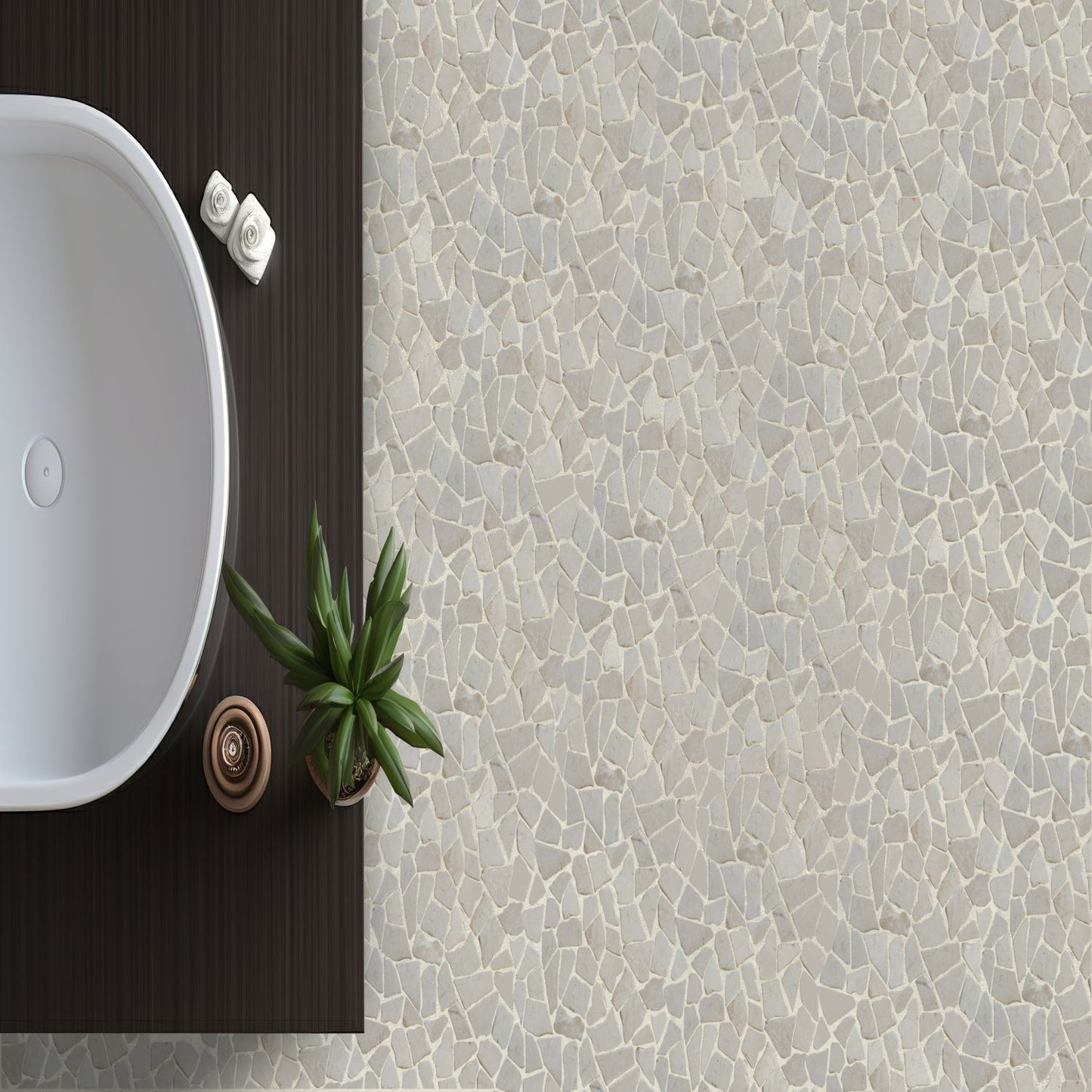 Alpen White Random Mosaic Wall & Floor Tile