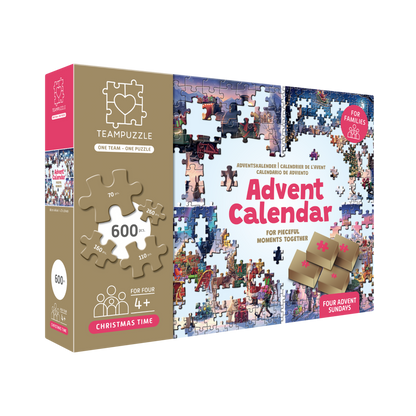 TEAMPUZZLE CHRISTMAS TIME: Christmas Wonderland – 600-Piece Jigsaw Puzzle Advent Calendar – Ages 12+