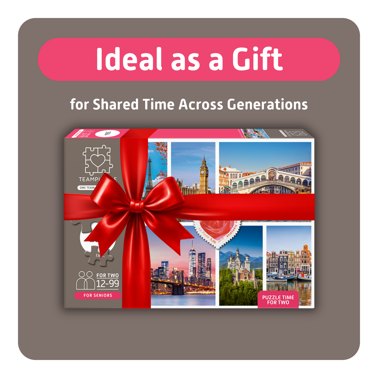 TEAMPUZZLE FOR SENIORS: Cities – 194-Piece Senior Jigsaw Puzzle – Large & Small Puzzle Pieces – Ages 12–99