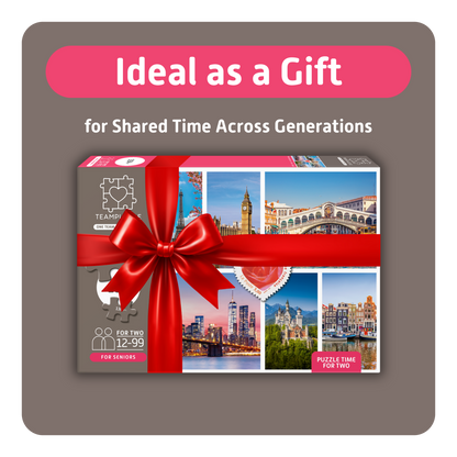 TEAMPUZZLE FOR SENIORS: Cities – 194-Piece Senior Jigsaw Puzzle – Large & Small Puzzle Pieces – Ages 12–99