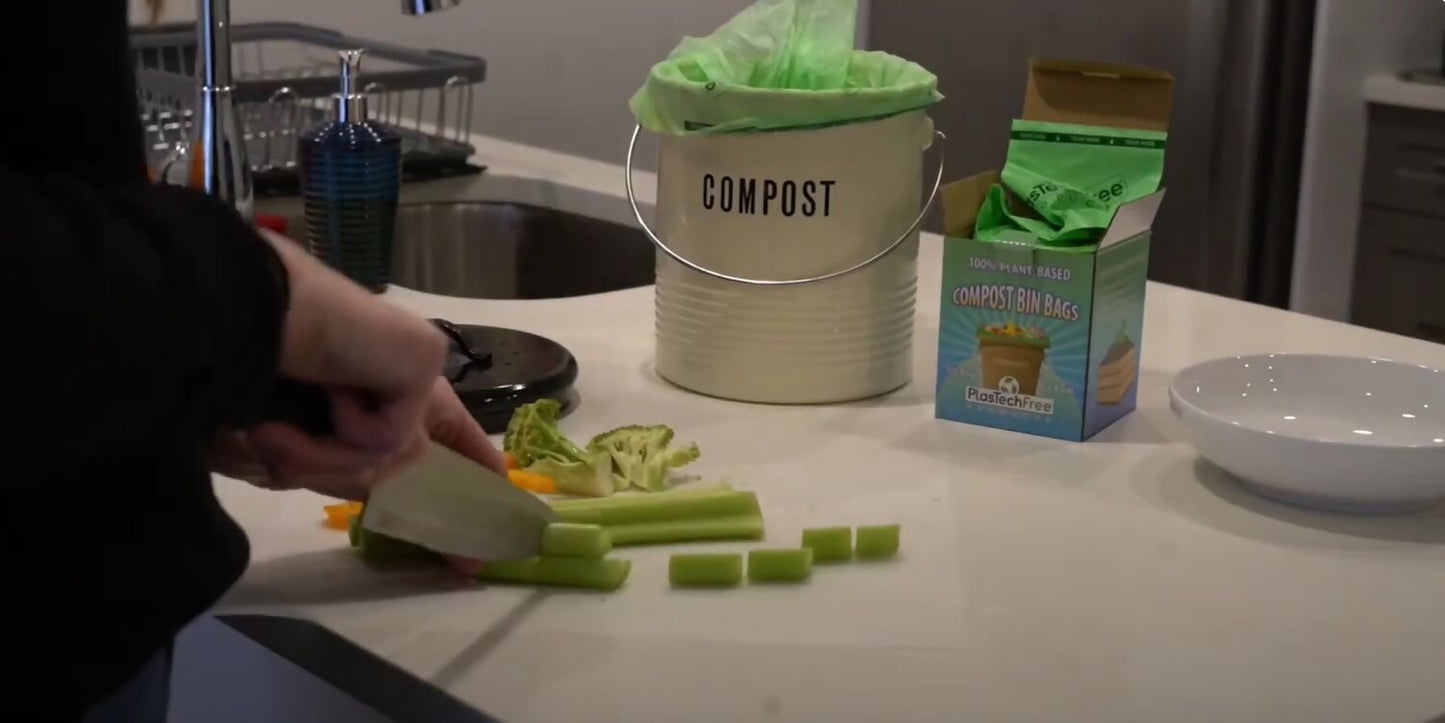 PlasTechFree Compost Bin Bags - 100% Home Compostable/Plant-based (200ct)
