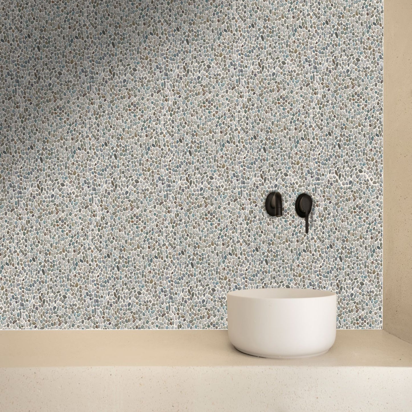 Mini White Green Pebble Natural Stone Mosaic Wall & Floor Tile