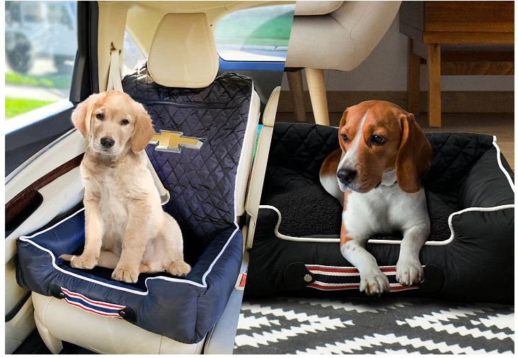 PetBed2GO, Chevrolet, Black Pet Bed Cushion & Car Seat Cover, 26x20x6, 3.5 lbs
