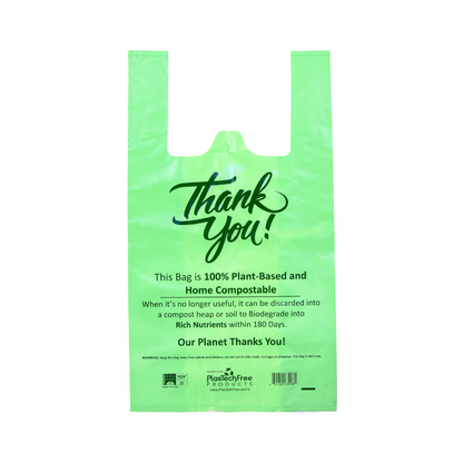 PlasTechFree Multi Use Carry Bags - 100% Home Compostable/Plant-based (500ct)