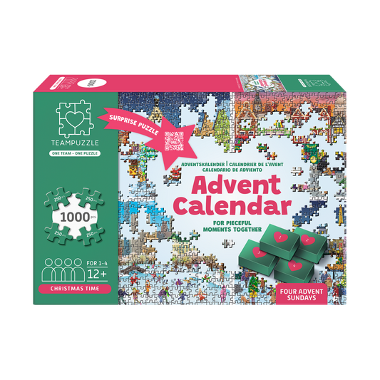 TEAMPUZZLE CHRISTMAS TIME: Christmas Cities – 1,000-Piece Jigsaw Puzzle Advent Calendar – Ages 12+
