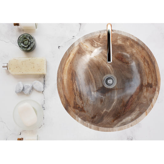 ECLIPSE Petrified Wood Stone Vessel Bathroom Sink