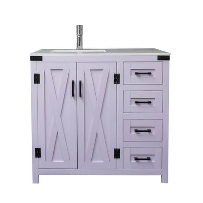 Salerno 36" W x 21.5" D x 33.5" H White Lilac Vanity with Cultured Marble Vanity Top and Mirror