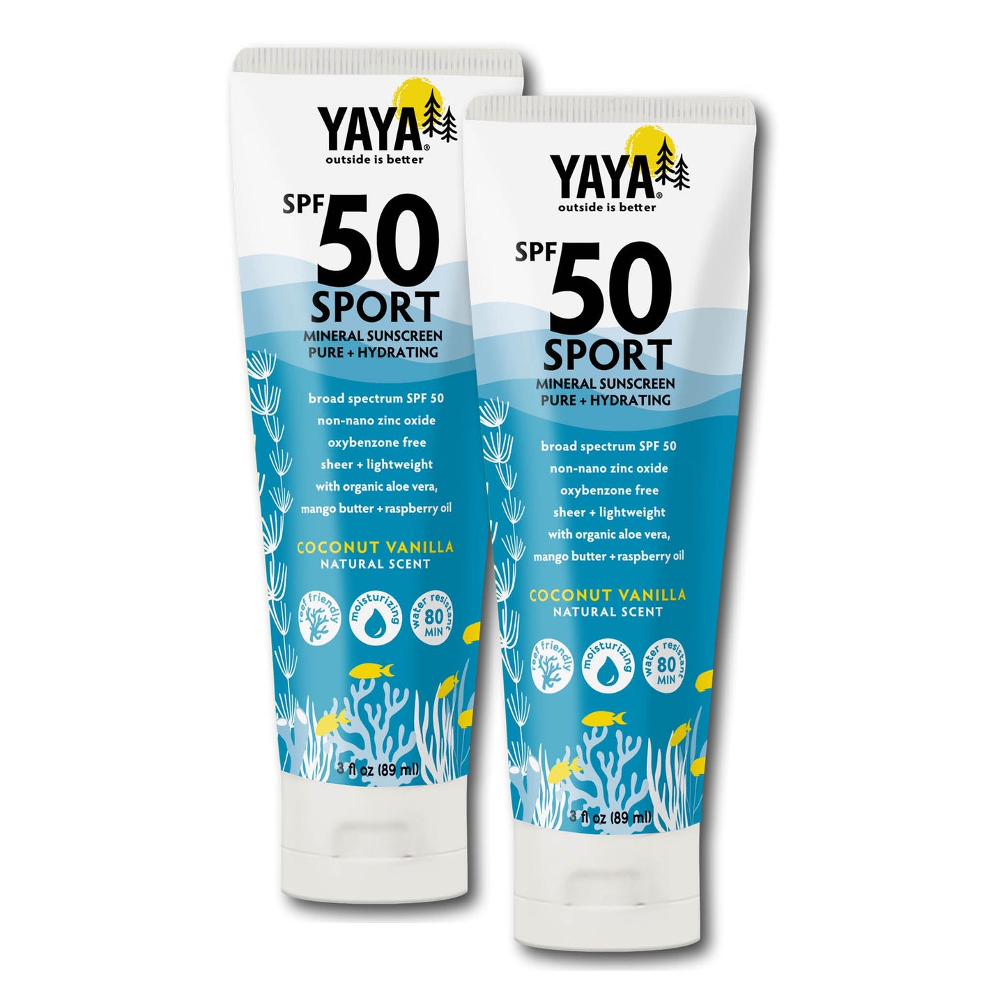 Sport SPF50 Mineral Sunscreen lotions, 2 pack, 3 fl oz ea